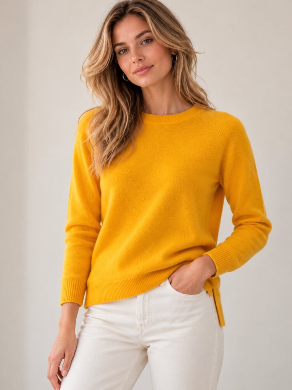 Antonio Melani 100% Cashmere Sweater Mustard Yellow Size L NWT